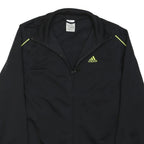 ADIDAS Womens Black & Lime Track Jacket UK 10 Polyester Blend Zip Sportswear