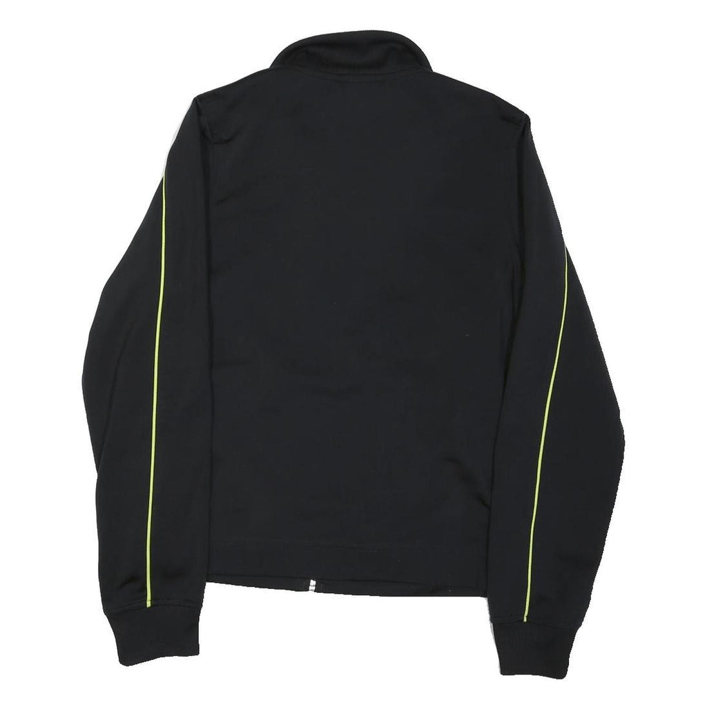 ADIDAS Womens Black & Lime Track Jacket UK 10 Polyester Blend Zip Sportswear