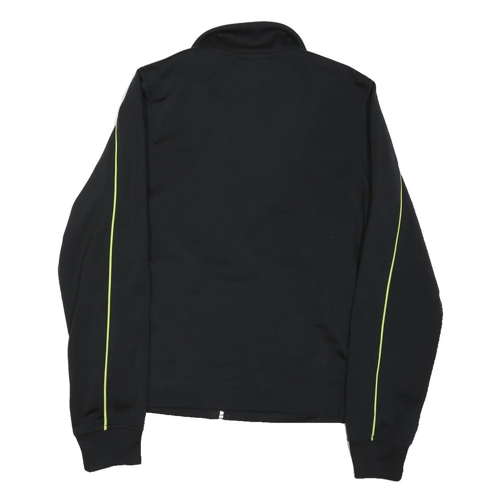 ADIDAS Womens Black & Lime Track Jacket UK 10 Polyester Blend Zip Sportswear