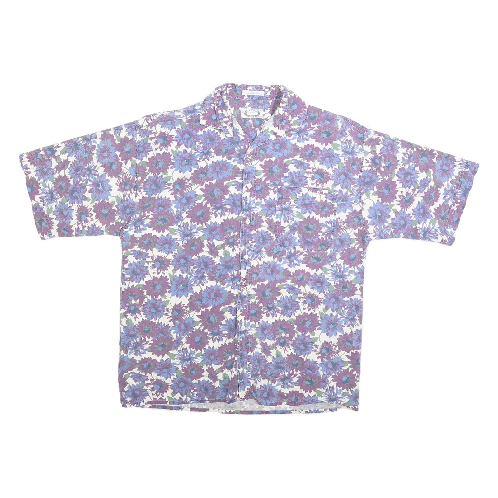 WEEKENDS ONLY Mens Purple & Blue Floral Cotton Blend Shirt M Summer Holiday