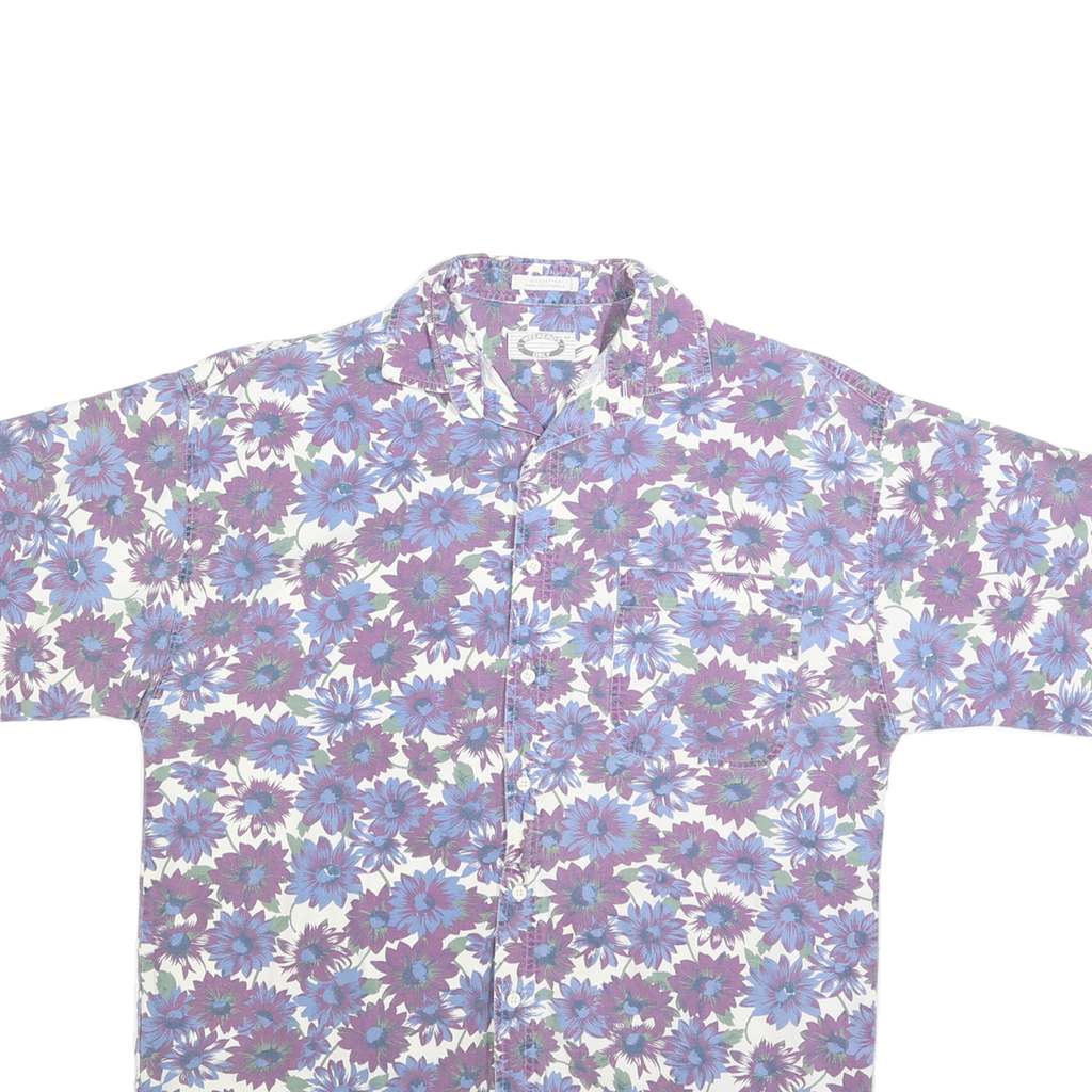 WEEKENDS ONLY Mens Purple & Blue Floral Cotton Blend Shirt M Summer Holiday