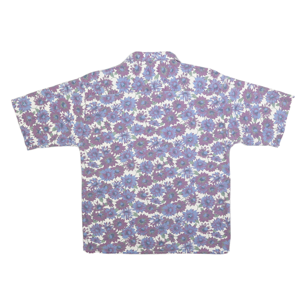 WEEKENDS ONLY Mens Purple & Blue Floral Cotton Blend Shirt M Summer Holiday