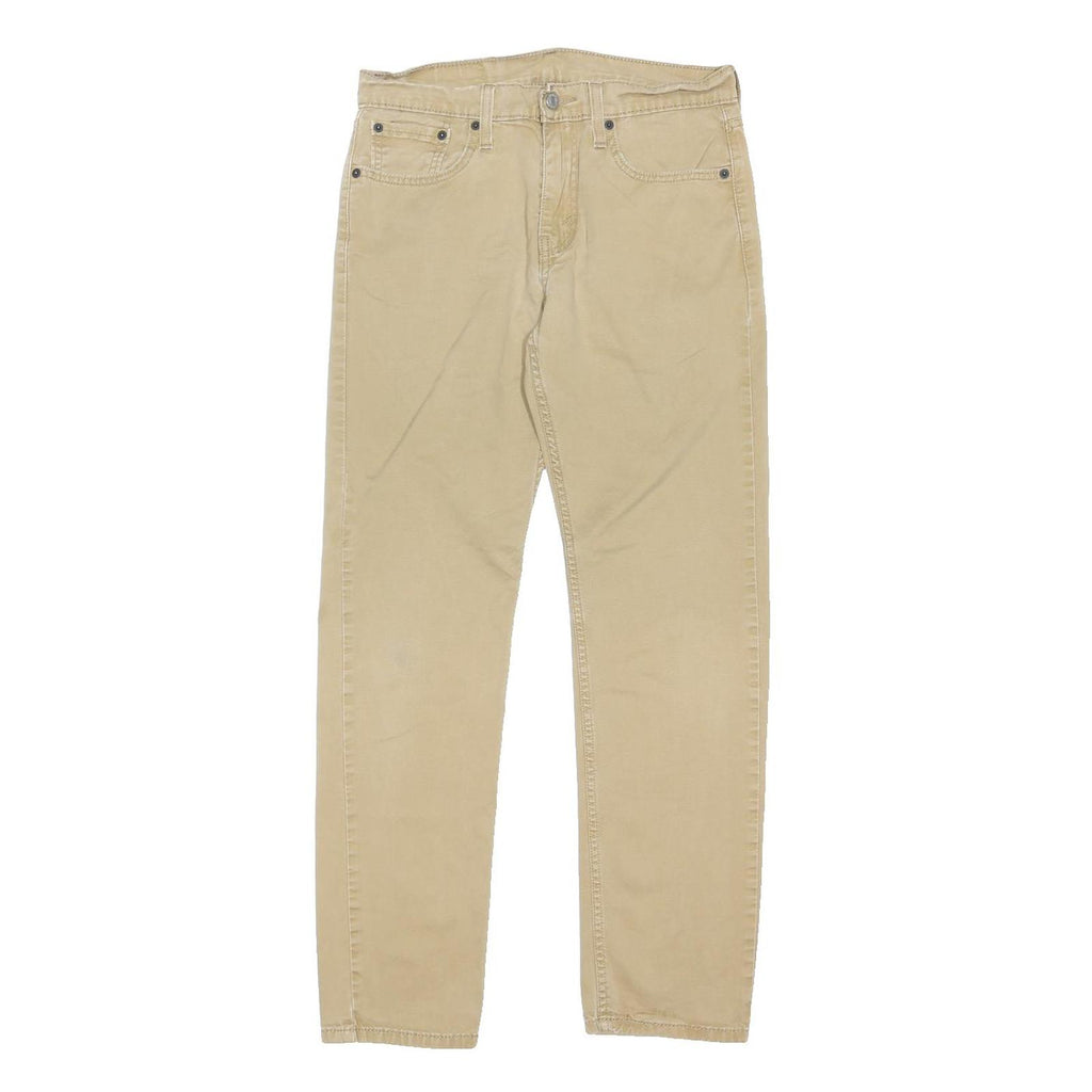 LEVI'S Mens Regular Fit Beige Cotton Blend Trousers W30 L29 Button Closure