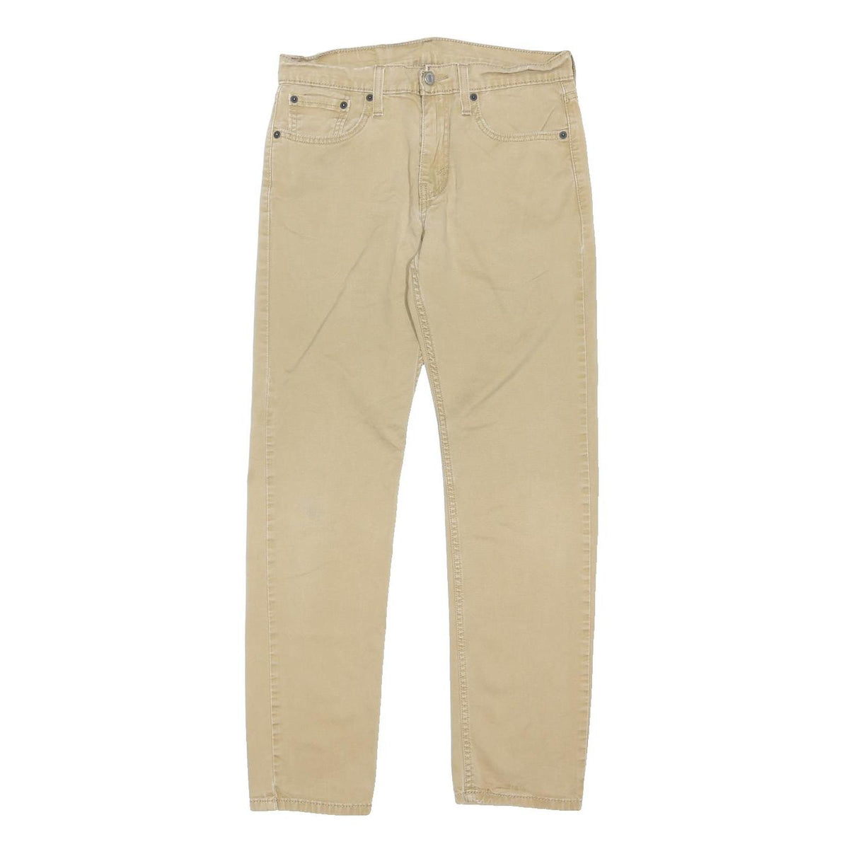 LEVI'S Mens Regular Fit Beige Cotton Blend Trousers W30 L29 Button Closure