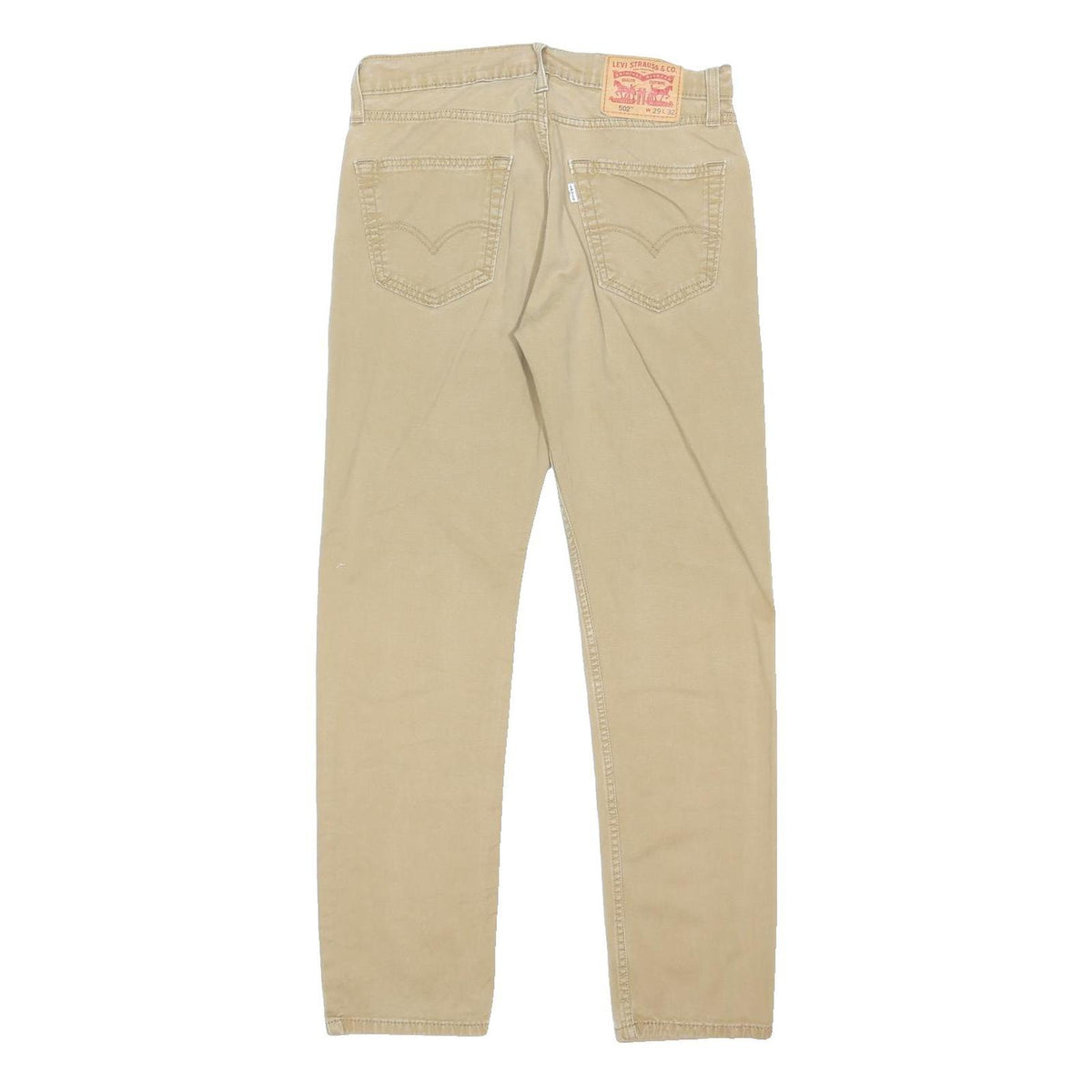 LEVI'S Mens Regular Fit Beige Cotton Blend Trousers W30 L29 Button Closure