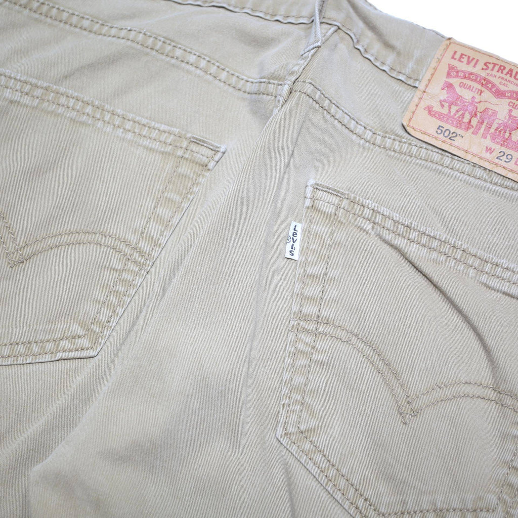 LEVI'S Mens Regular Fit Beige Cotton Blend Trousers W30 L29 Button Closure
