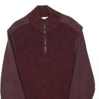 CALVIN KLEIN JEANS Mens Maroon Red Plain Jumper 1/4 Zip Cotton Blend XL Casual