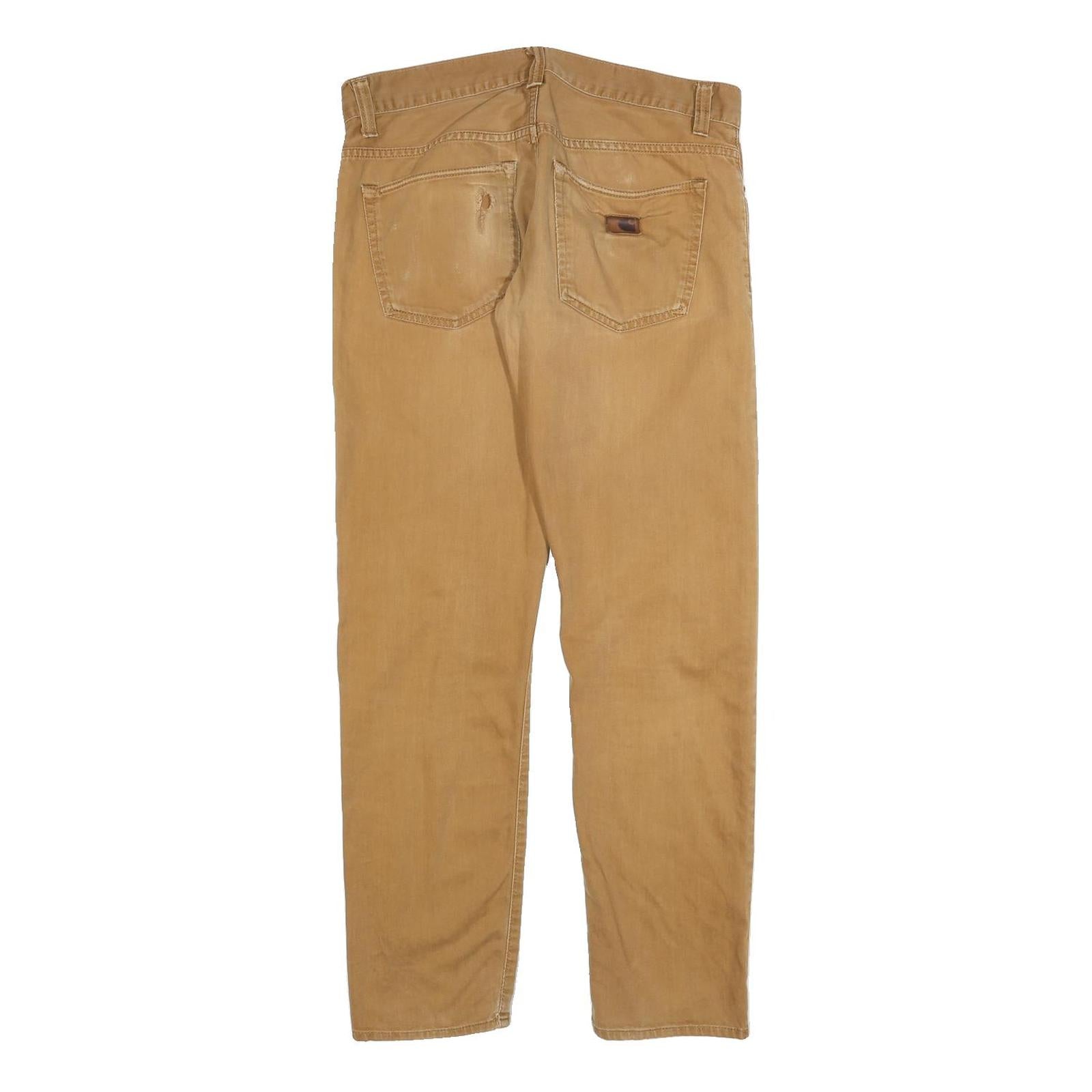 CARHARTT Mens Slim Fit Jeans Beige Denim W32 L32 Button Closure Casual Workwear