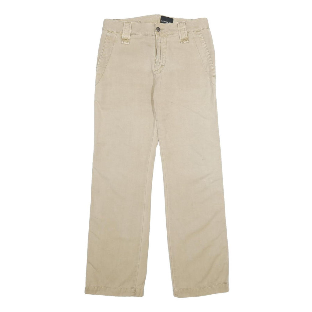 CALVIN KLEIN JEANS Mens Beige Linen Blend Regular Straight Trousers W29 L32
