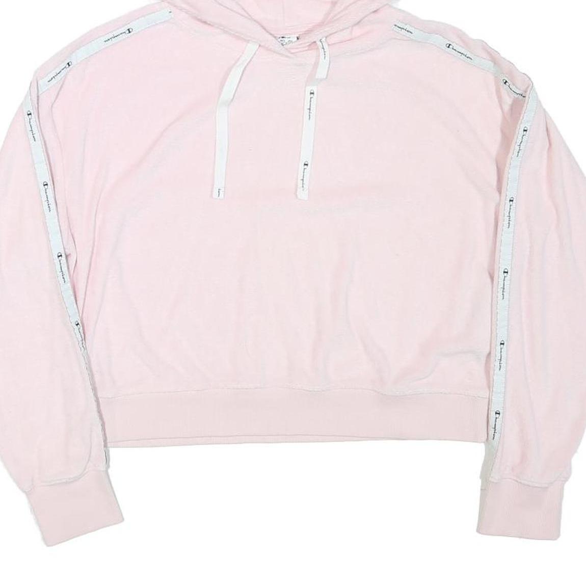 CHAMPION Womens Pink Hoodie M Polyester Blend Logo Tape Casual Top