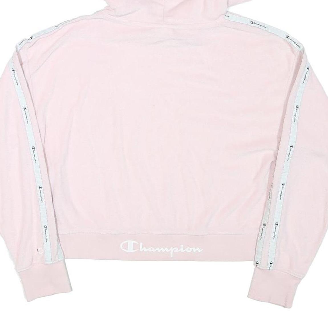 CHAMPION Womens Pink Hoodie M Polyester Blend Logo Tape Casual Top