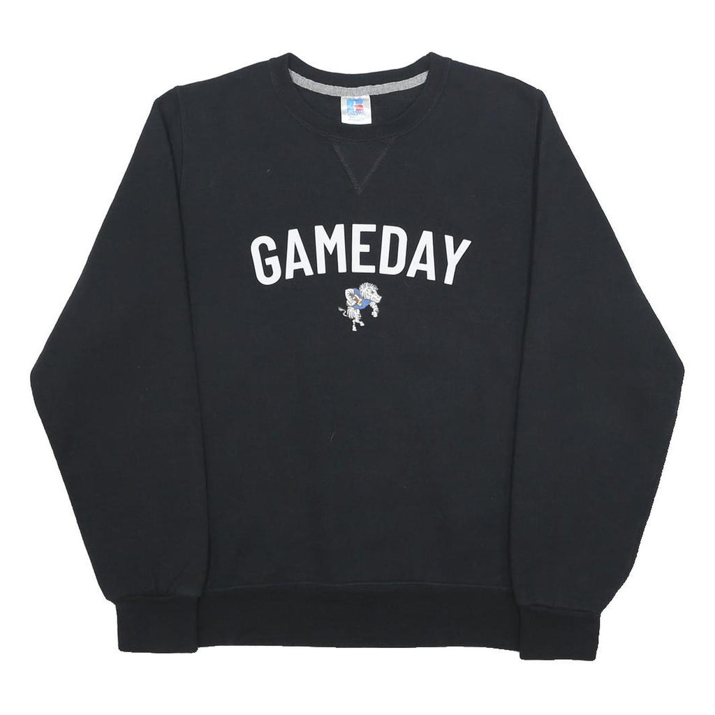 RUSSELL ATHLETIC Mens Black Gameday Crew Neck S Cotton Blend Sweatshirt