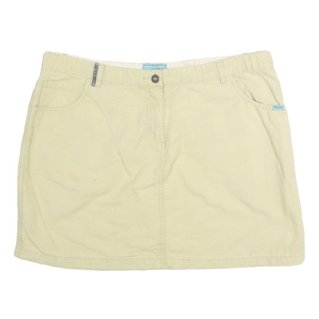 MUSTO Womens Cream Cotton Blend Mini Skirt Embroidered Pocket Casual Summer