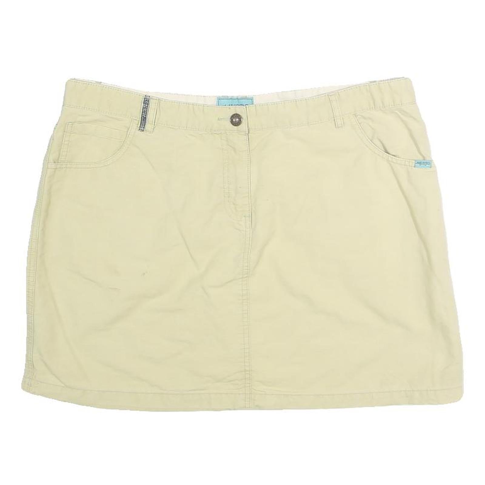 MUSTO Womens Cream Cotton Blend Mini Skirt Embroidered Pocket Casual Summer