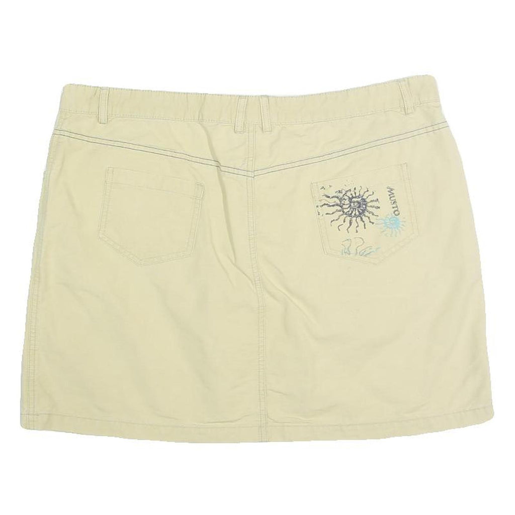 MUSTO Womens Cream Cotton Blend Mini Skirt Embroidered Pocket Casual Summer