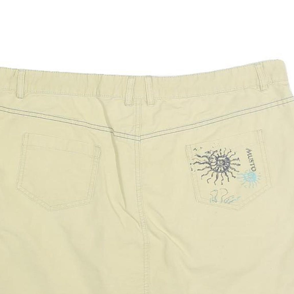 MUSTO Womens Cream Cotton Blend Mini Skirt Embroidered Pocket Casual Summer