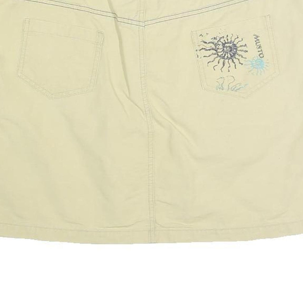 MUSTO Womens Cream Cotton Blend Mini Skirt Embroidered Pocket Casual Summer