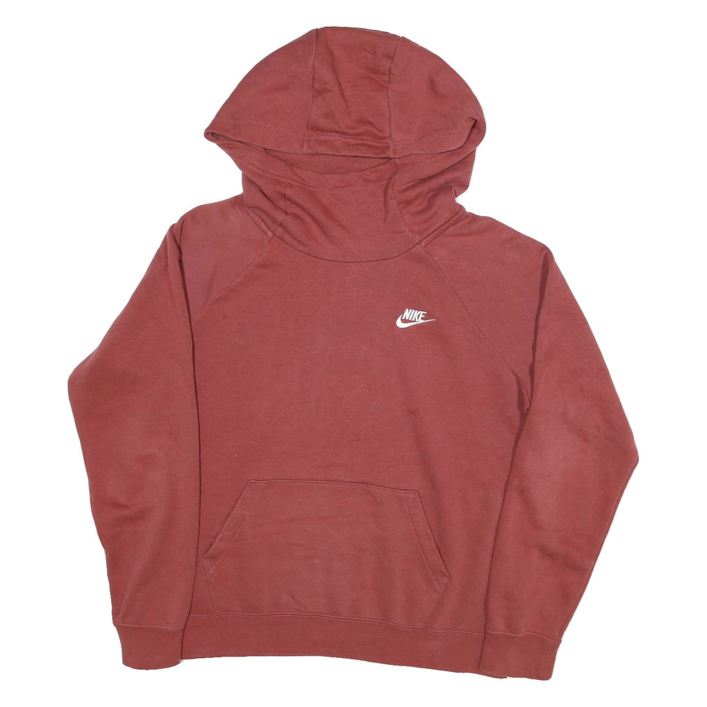 NIKE Womens Red Pullover Hoodie M Simple Logo Cotton Blend Casual