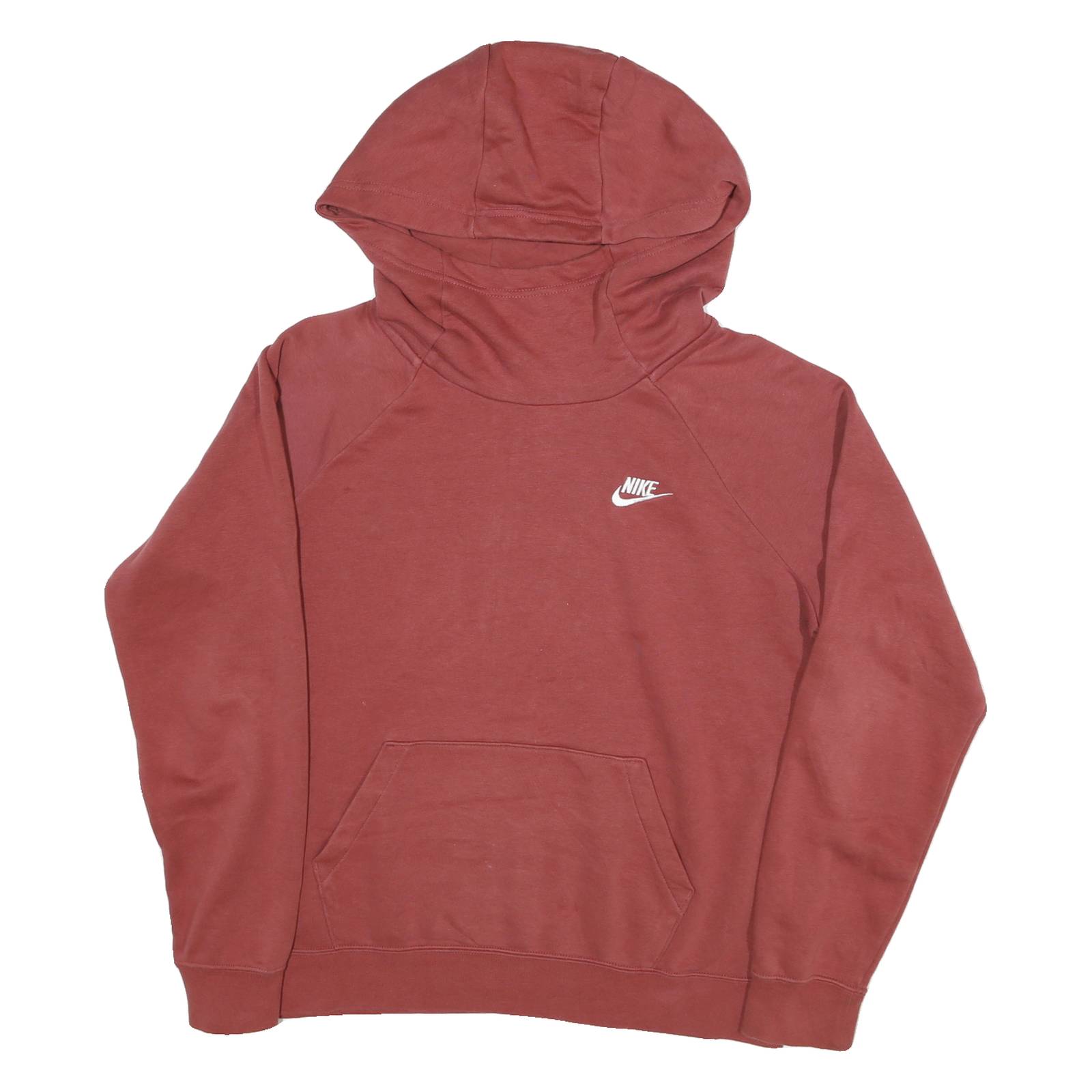 NIKE Womens Red Pullover Hoodie M Simple Logo Cotton Blend Casual