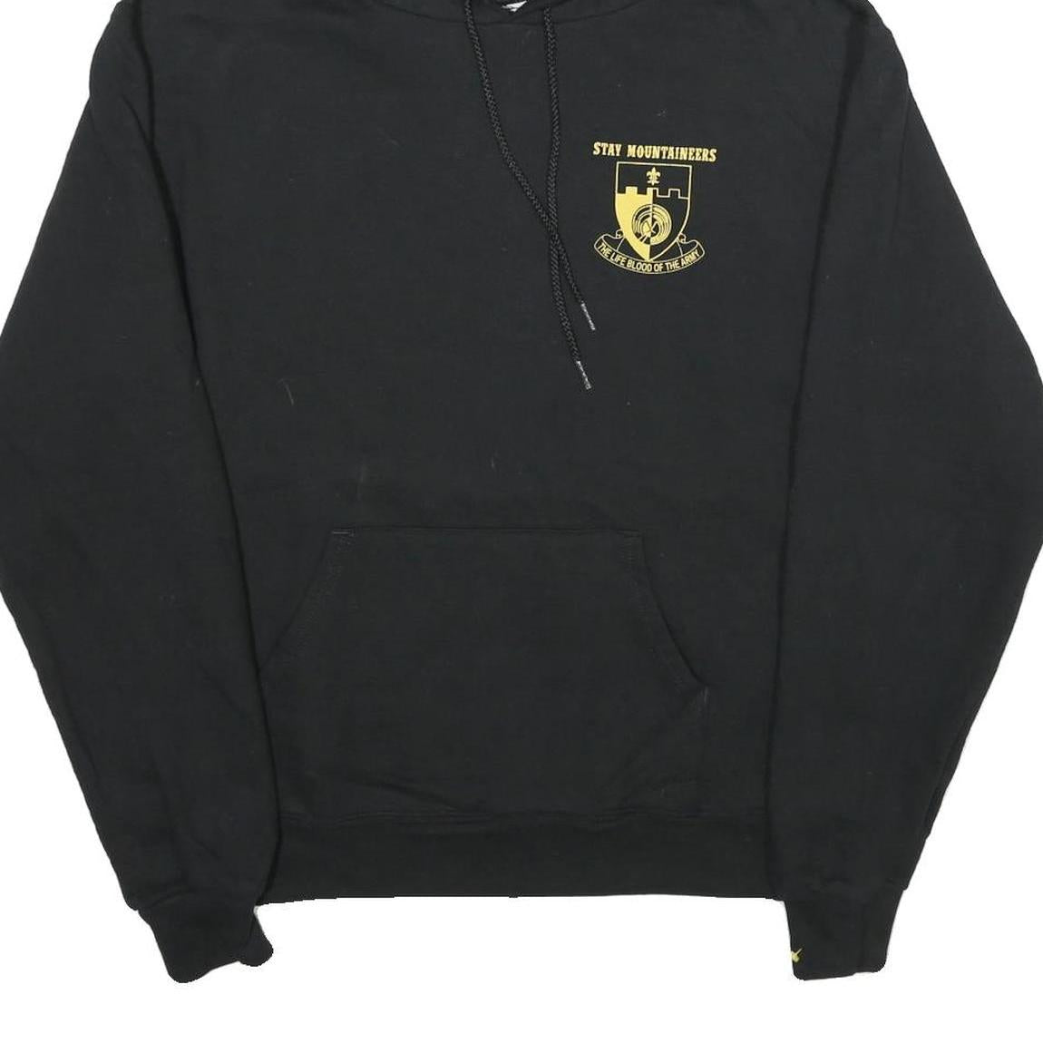 CHAMPION Mens Black Stay Mountaineers Graphic Pullover Hoodie M Cotton Blend