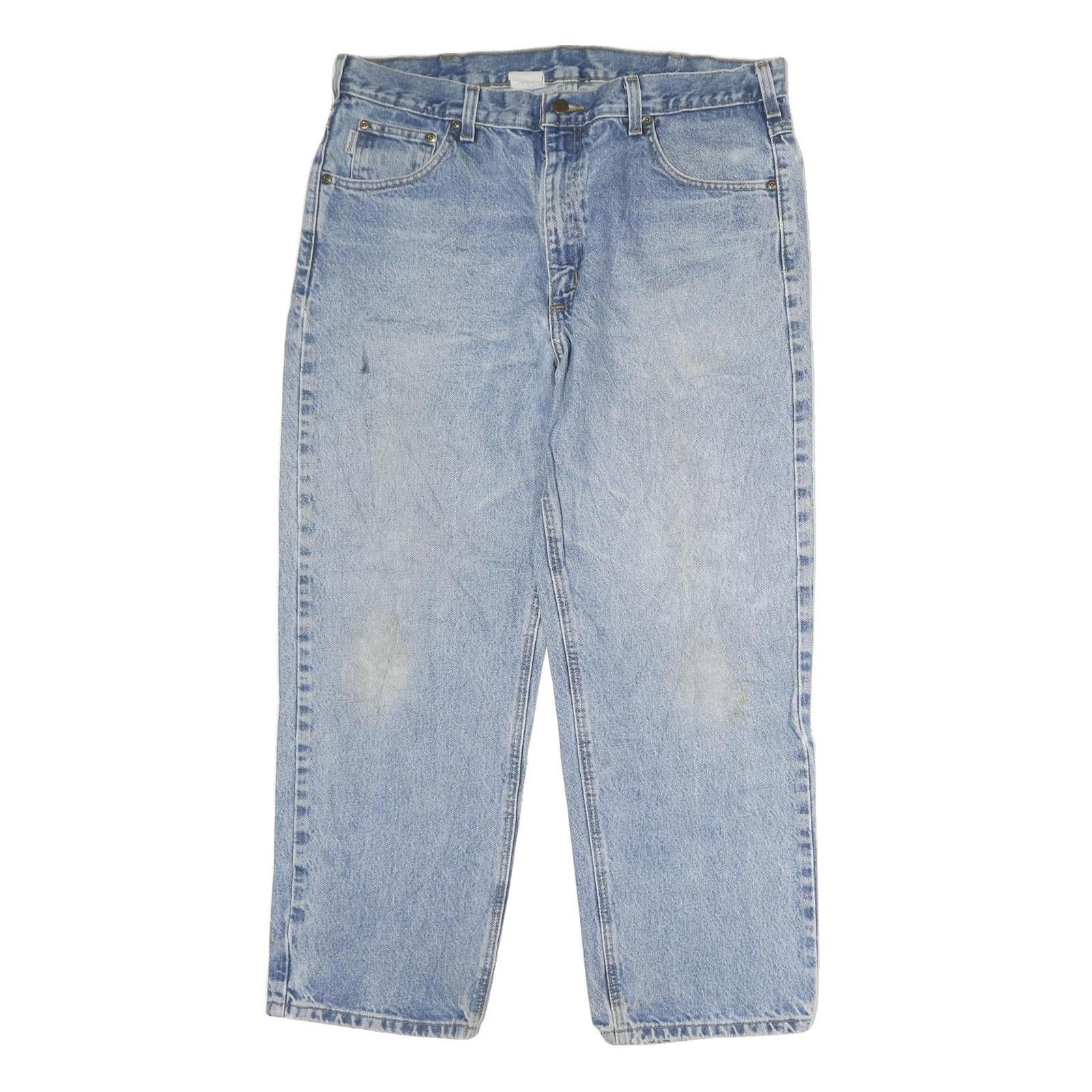 CARHARTT Mens Classic Blue Denim Jeans W36 L37 Comfortable Workwear Zip Closure