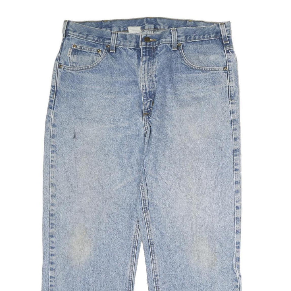 CARHARTT Mens Classic Blue Denim Jeans W36 L37 Comfortable Workwear Zip Closure
