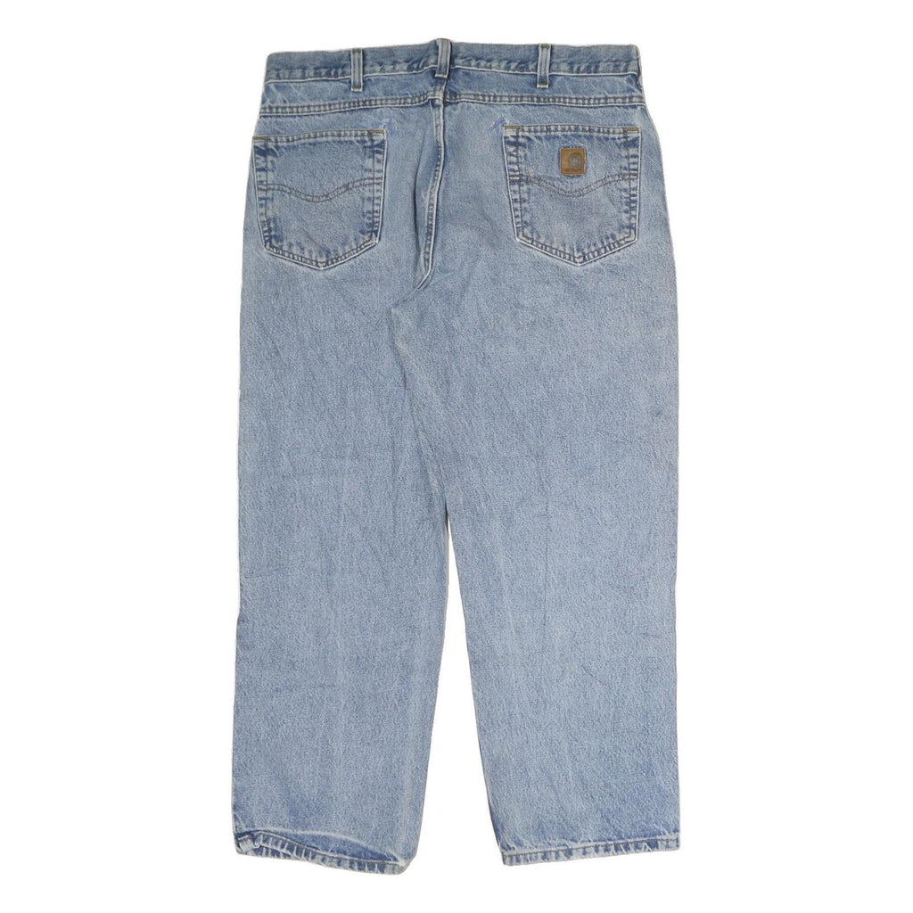 CARHARTT Mens Classic Blue Denim Jeans W36 L37 Comfortable Workwear Zip Closure