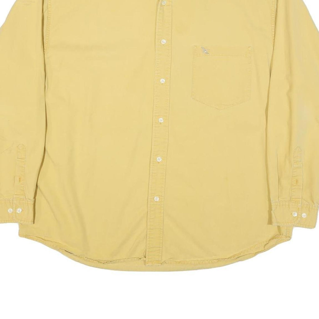 EDDIE BAUER Mens Yellow Cotton Blend Shirt XL Button Down Pocket Casual