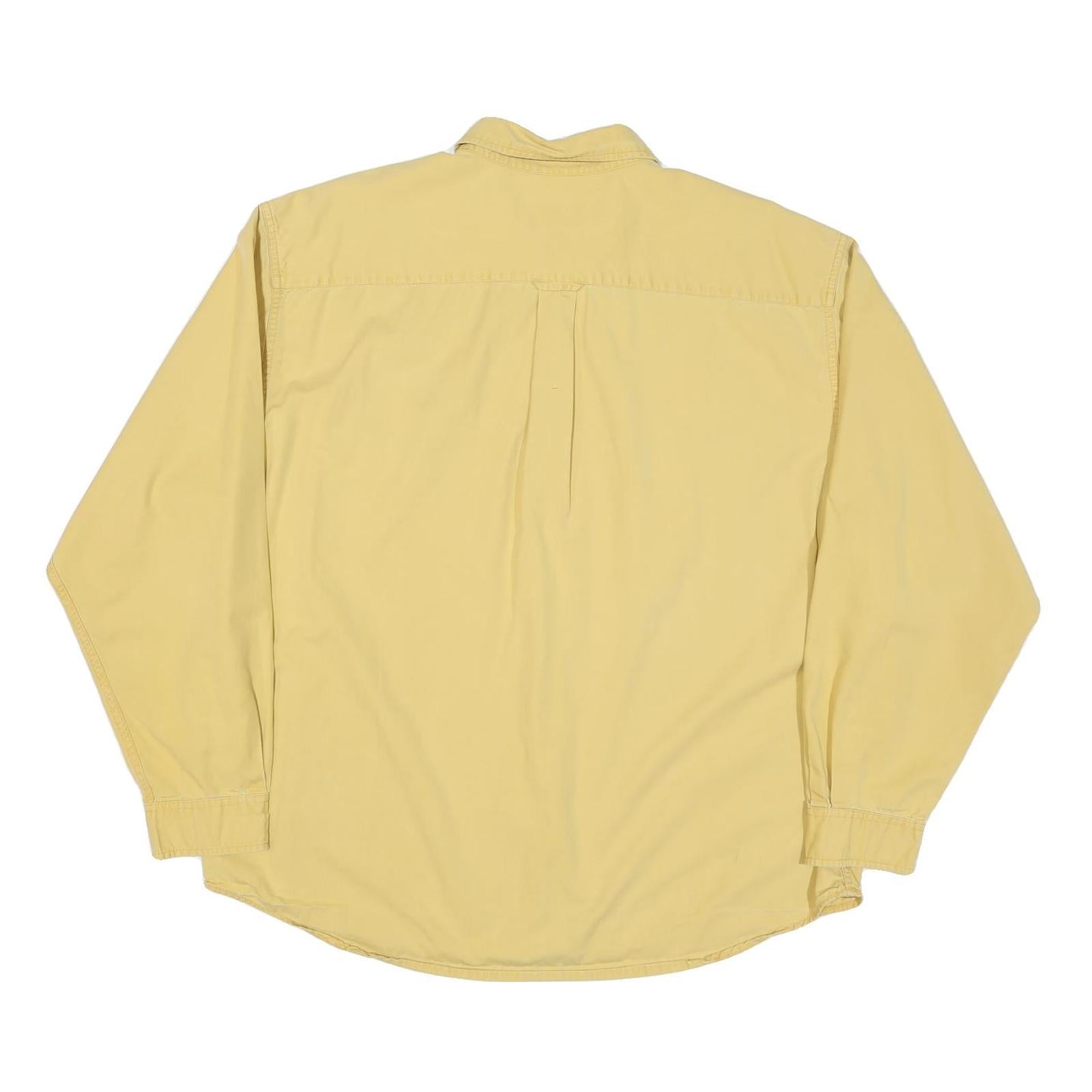 EDDIE BAUER Mens Yellow Cotton Blend Shirt XL Button Down Pocket Casual