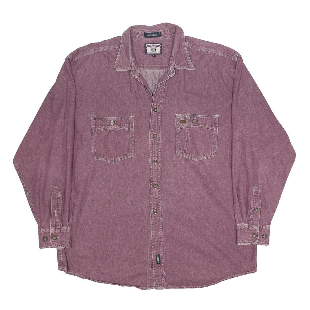 LEE Mens Red Cotton Shirt XL Casual Workwear Button Pocket Long Sleeve