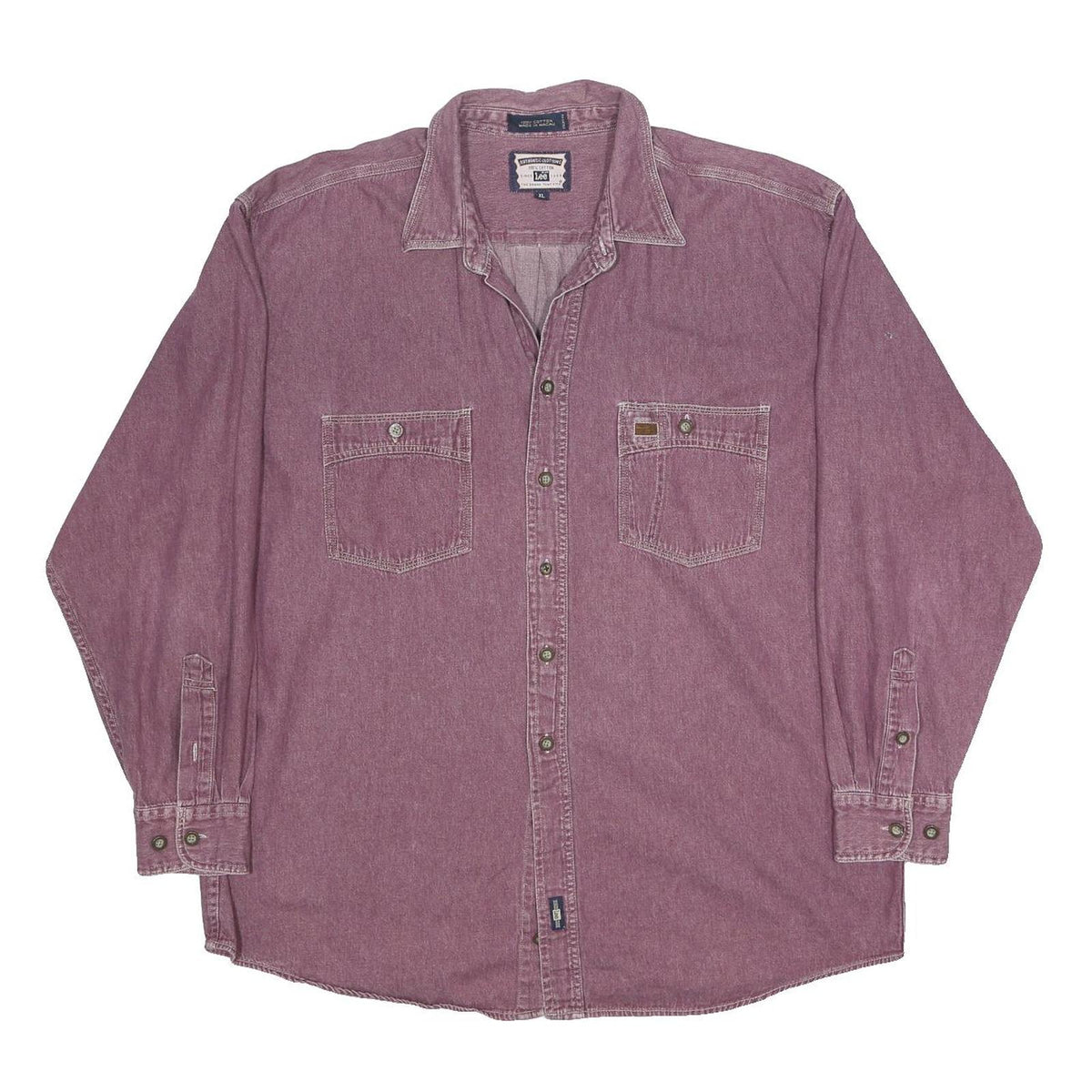 LEE Mens Red Cotton Shirt XL Casual Workwear Button Pocket Long Sleeve