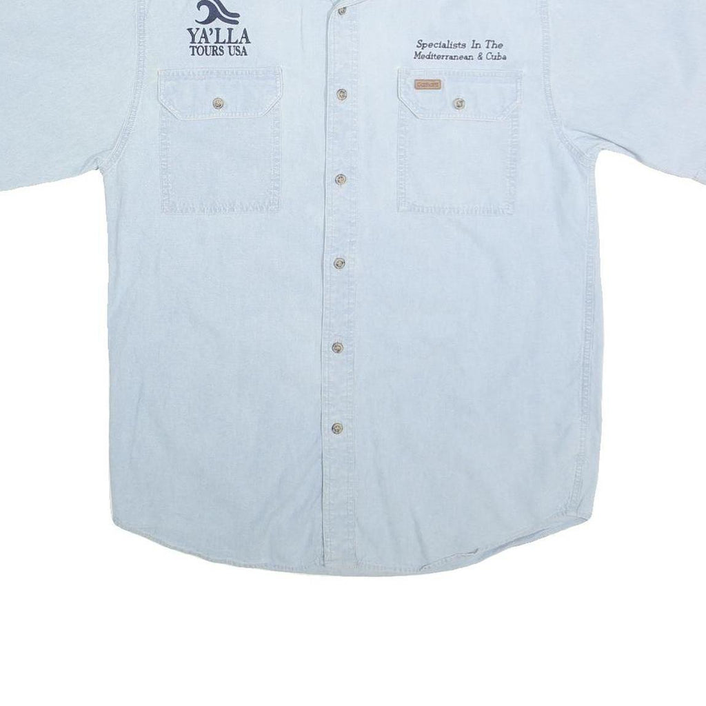 CARHARTT Mens Blue Cotton Short Sleeve Shirt M Ya'lla Tours Embroidered Workwear