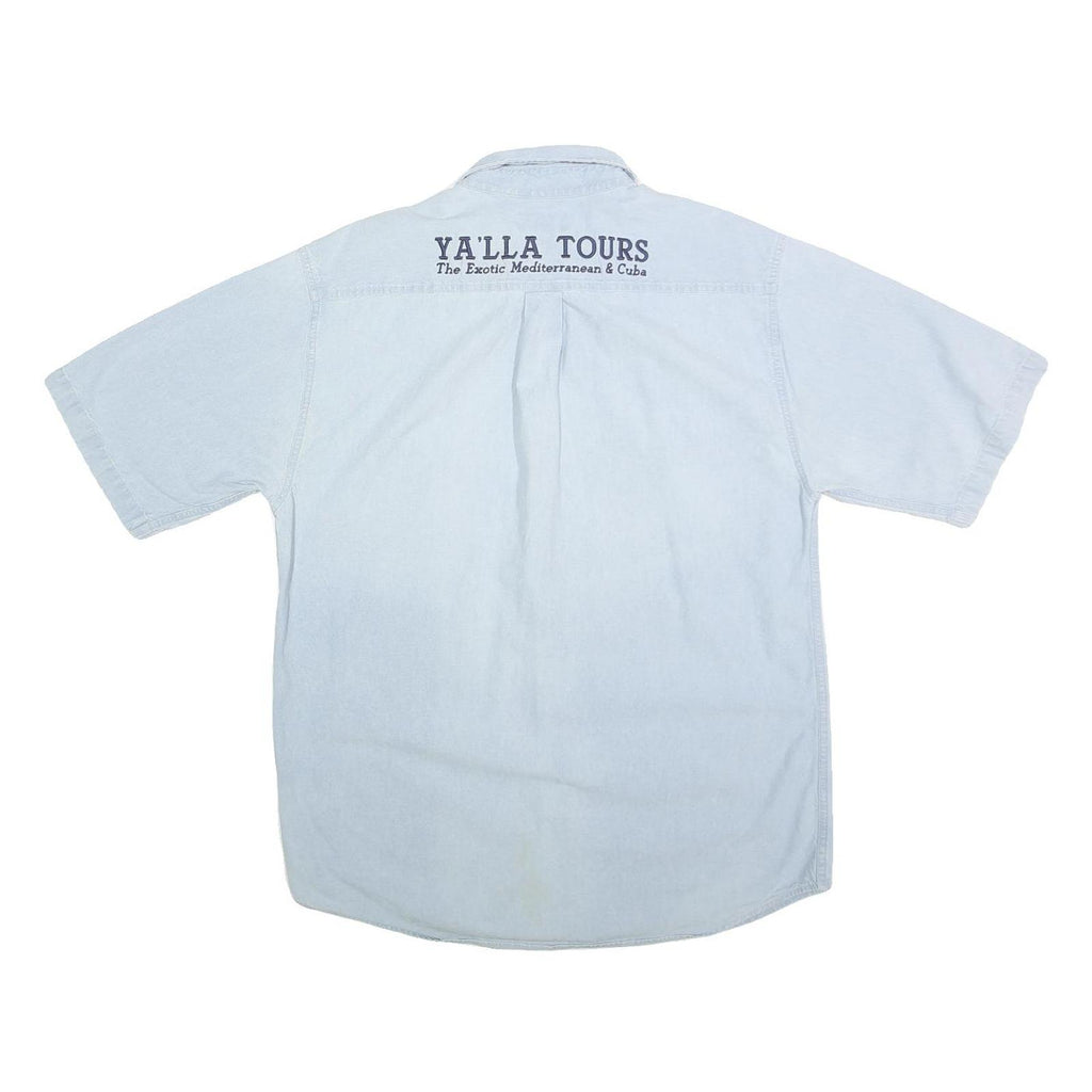 CARHARTT Mens Blue Cotton Short Sleeve Shirt M Ya'lla Tours Embroidered Workwear