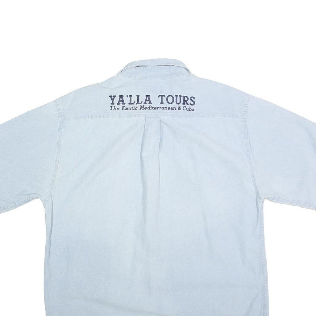 CARHARTT Mens Blue Cotton Short Sleeve Shirt M Ya'lla Tours Embroidered Workwear