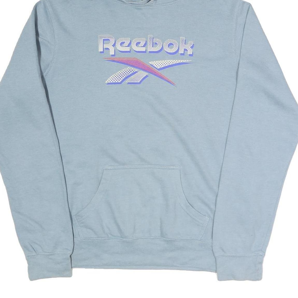 REEBOK Mens Blue Pullover Hoodie L Cotton Blend Casual Sportswear