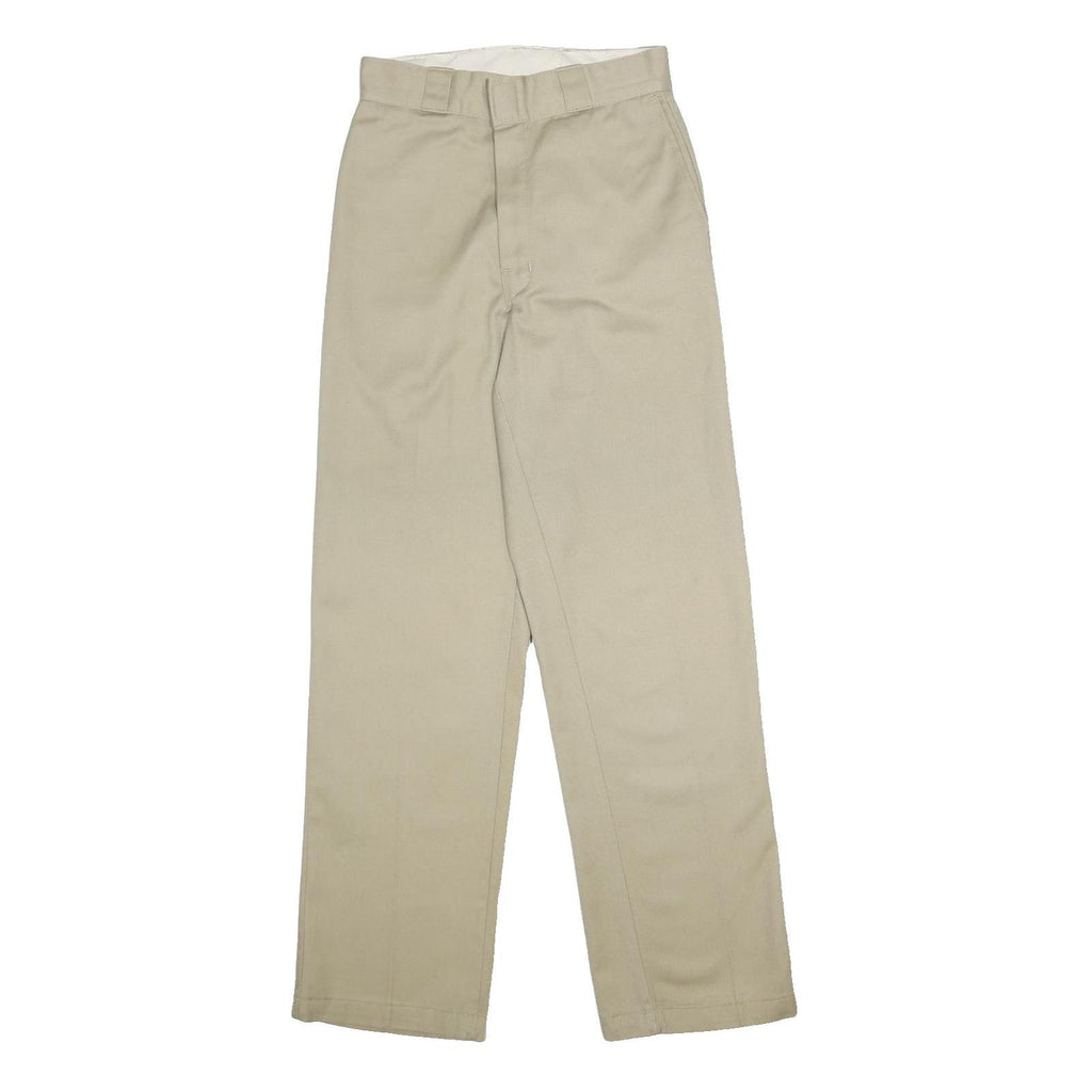DICKIES Womens Cotton Blend Beige Relaxed Straight Trousers W27 L32 Workwear Zip