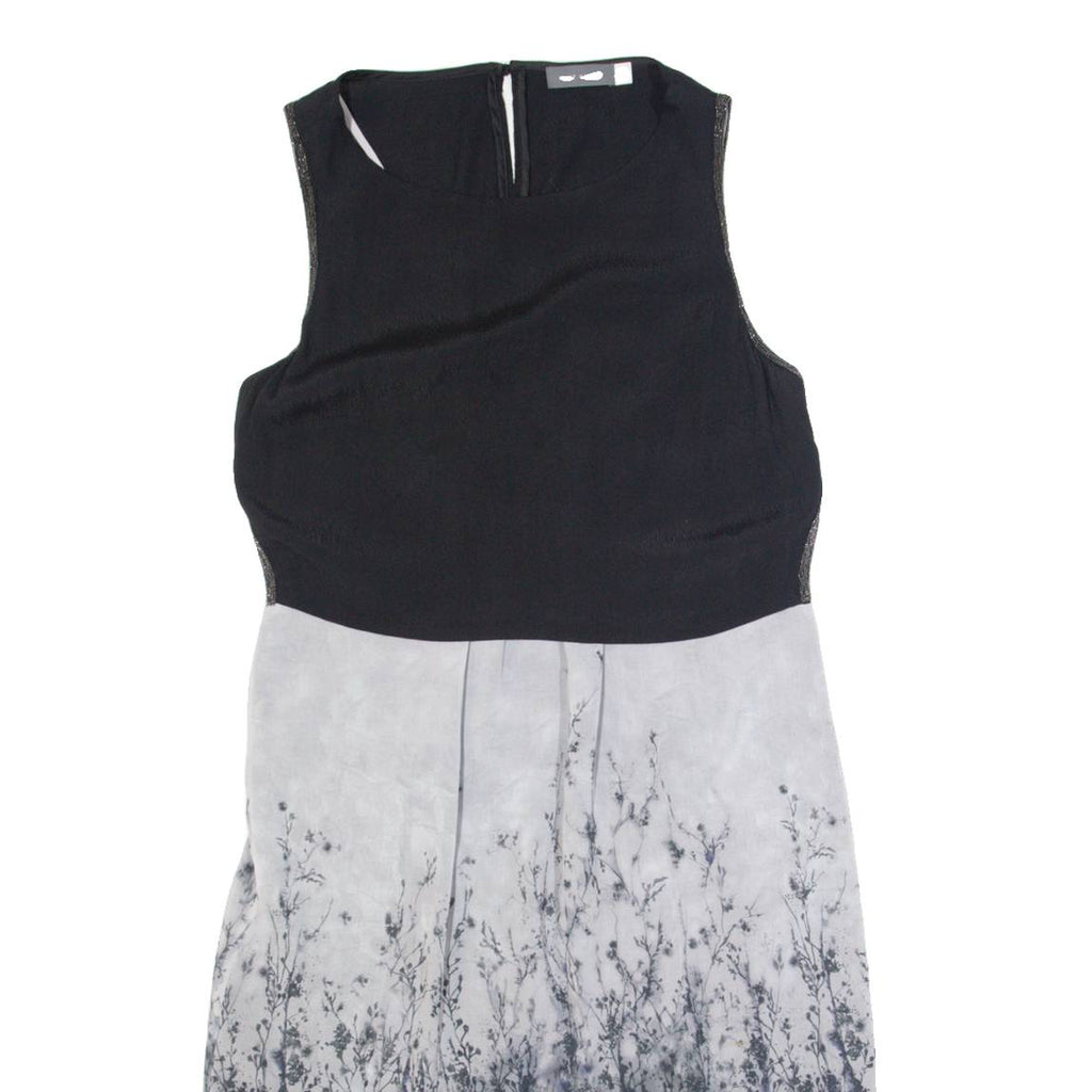 MINT VELVET Womens Day Dress Black Floral Sleeveless Midi UK 10