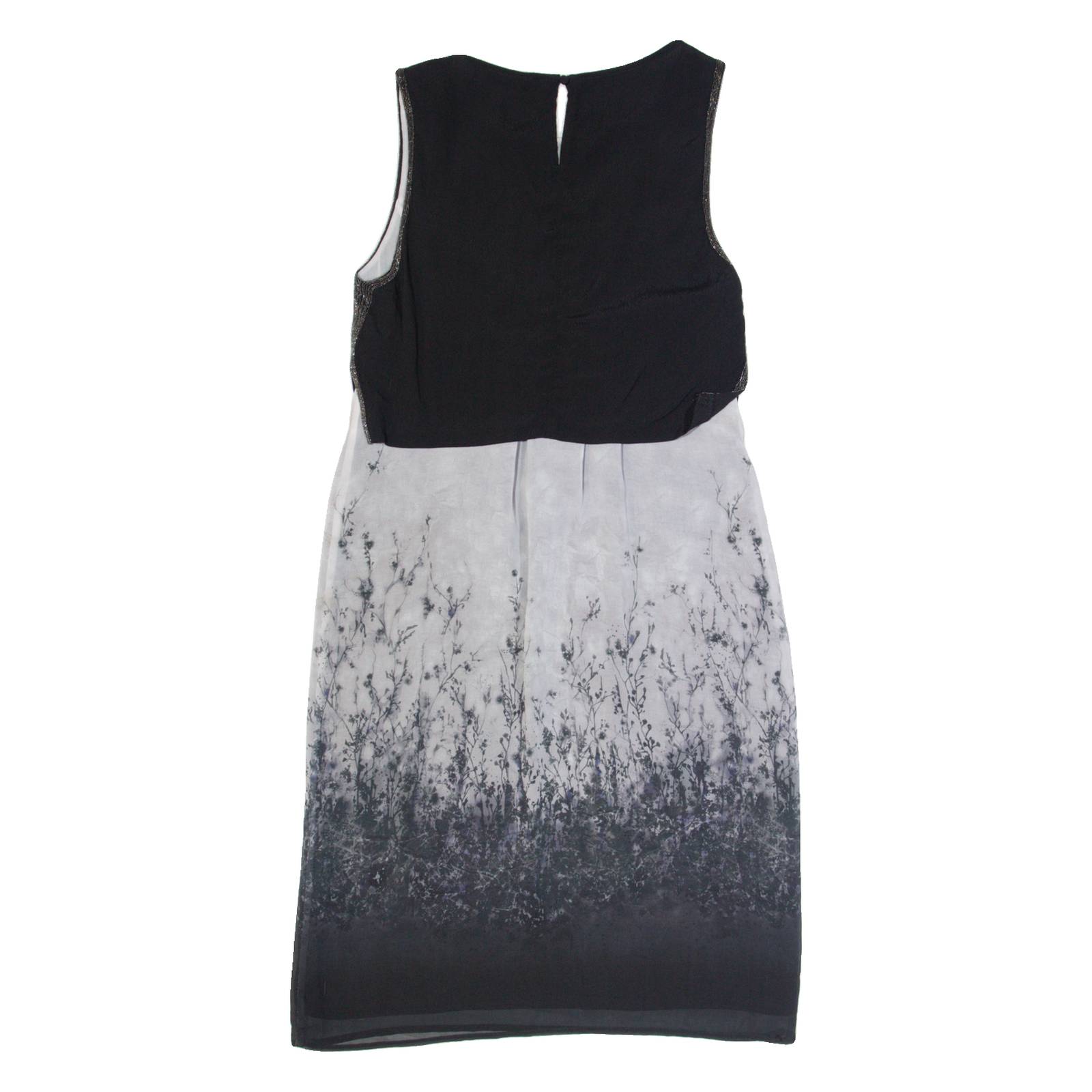 MINT VELVET Womens Day Dress Black Floral Sleeveless Midi UK 10
