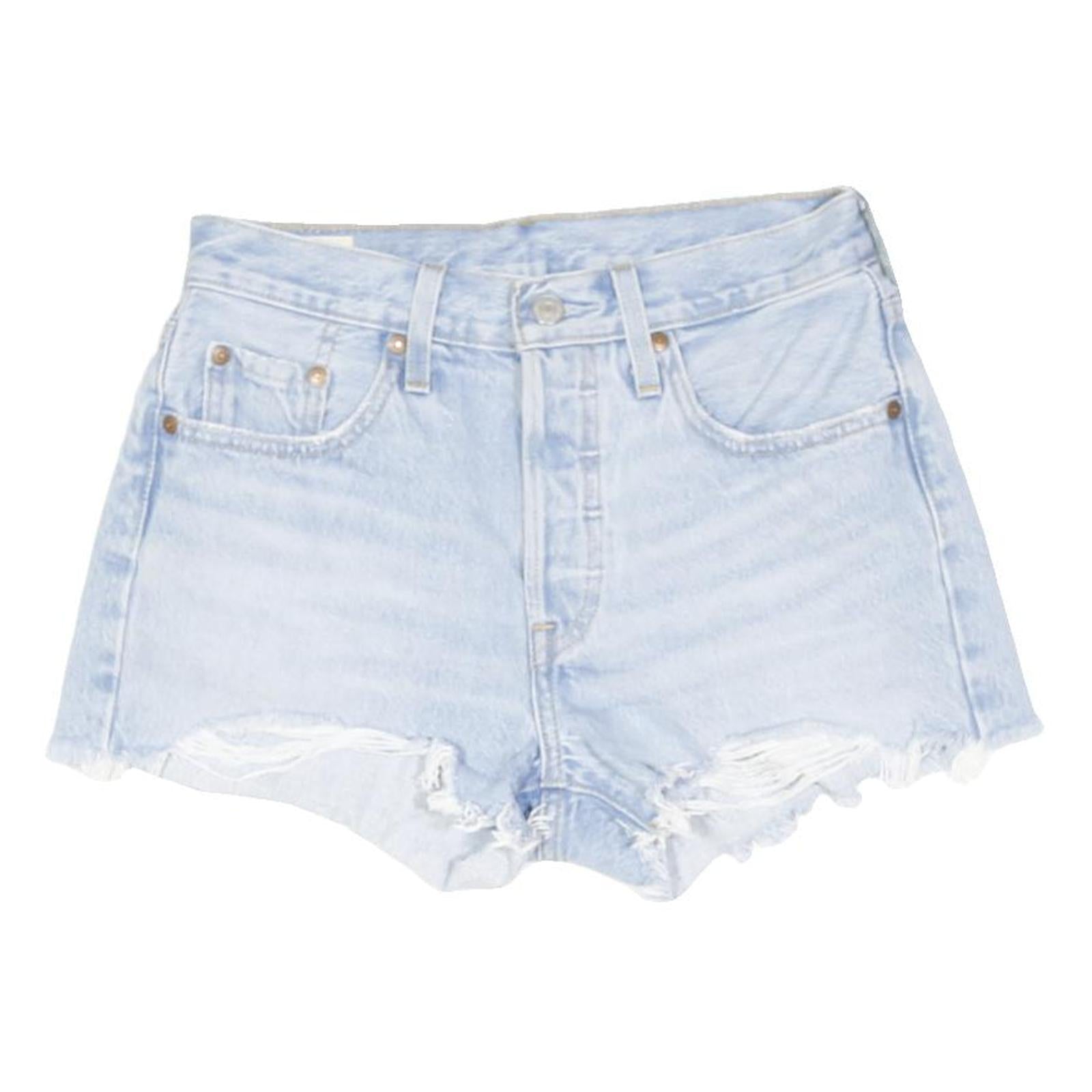 LEVI'S Womens Shorts Blue Denim Cut-Off S W28 Distressed Casual