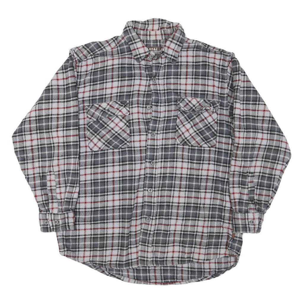 MOOSE CREEK Mens Grey & Red Check Shirt L Cotton Blend Casual Workwear