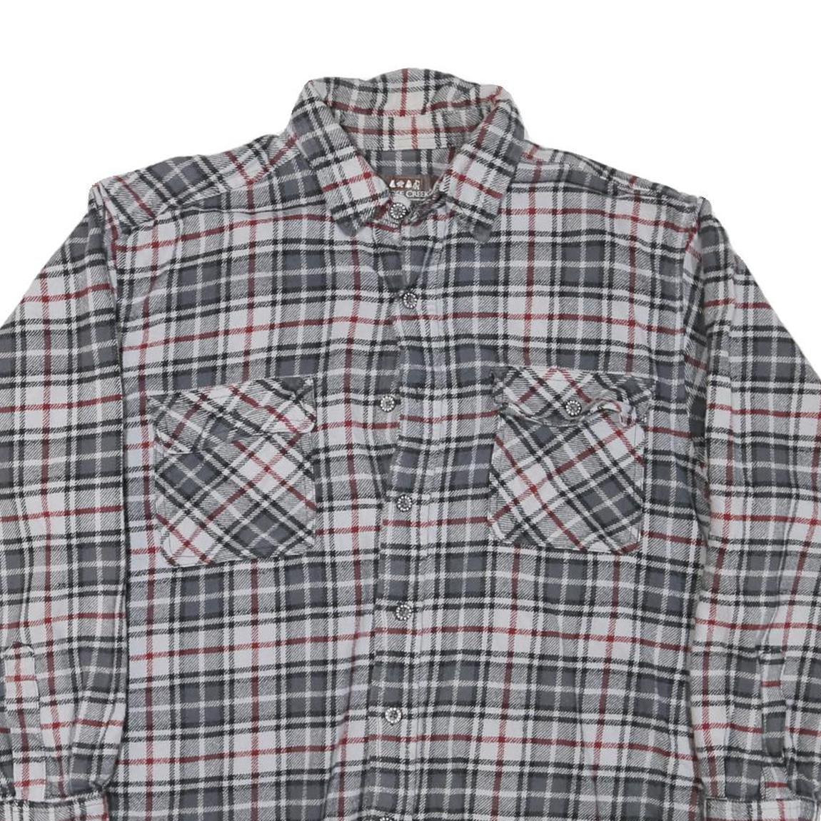 MOOSE CREEK Mens Grey & Red Check Shirt L Cotton Blend Casual Workwear