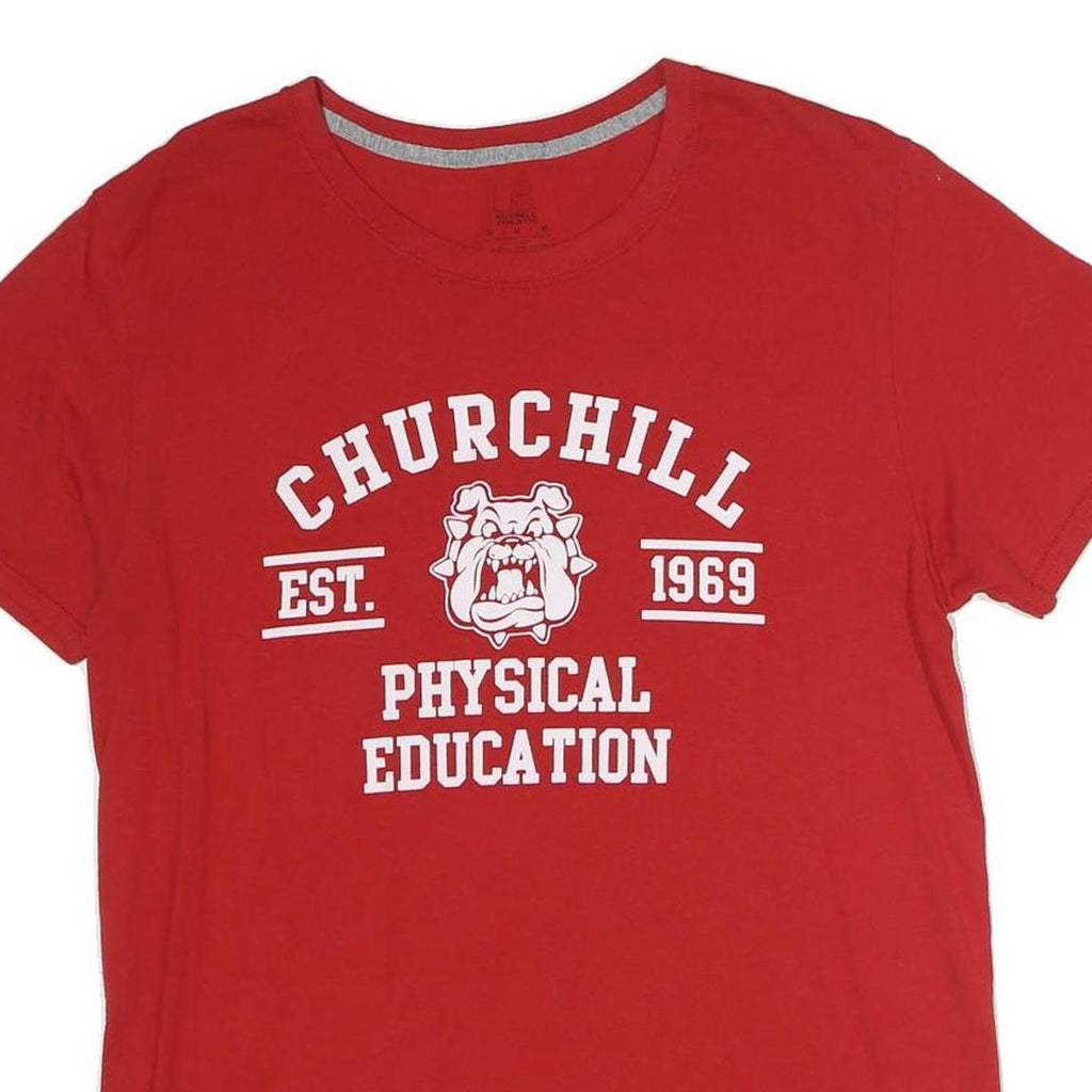 RUSSELL ATHLETIC Mens Red Churchill Physical Education Graphic T-Shirt M Crew