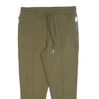 ICONO Womens Slim Olive Green Trousers W32 L26 Drawstring Casual Stretch