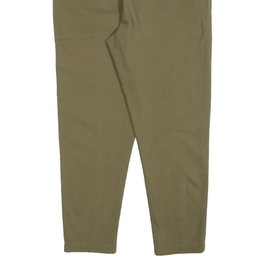 ICONO Womens Slim Olive Green Trousers W32 L26 Drawstring Casual Stretch