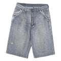 VICTORY HORSE Mens Cotton Blend Blue Casual Denim Shorts L W30 Summer Fit