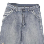 VICTORY HORSE Mens Cotton Blend Blue Casual Denim Shorts L W30 Summer Fit