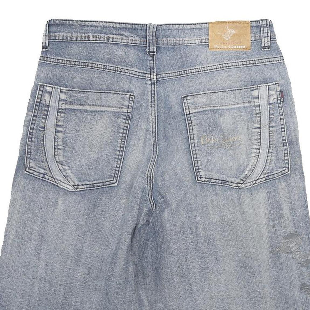 VICTORY HORSE Mens Cotton Blend Blue Casual Denim Shorts L W30 Summer Fit