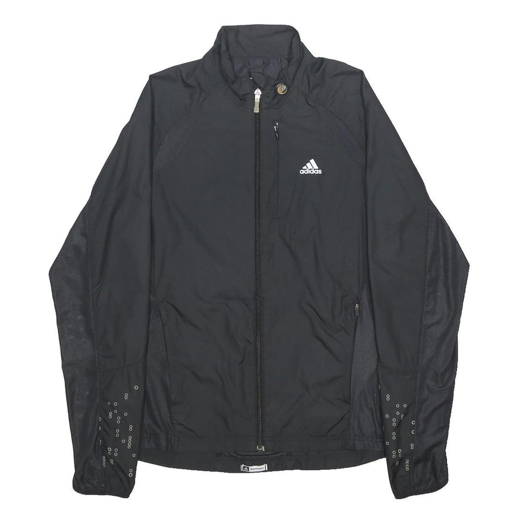 ADIDAS Womens Black Outdoor Jacket XS Polyester Mesh Plain Zip Stand-Up Collar