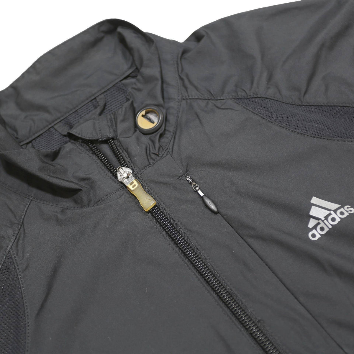 ADIDAS Womens Black Outdoor Jacket XS Polyester Mesh Plain Zip Stand-Up Collar