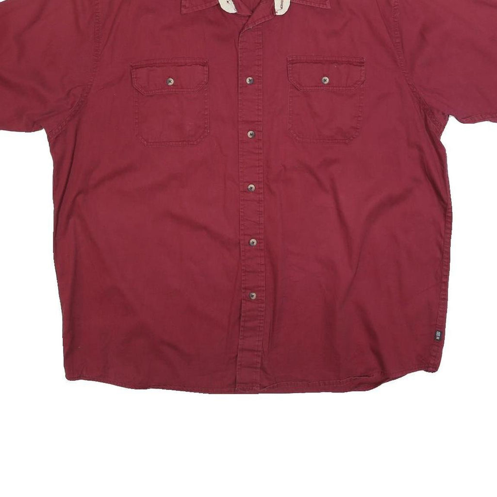 WRANGLER Mens Red Cotton Blend Shirt XL Casual Button Pocket Summer Tee